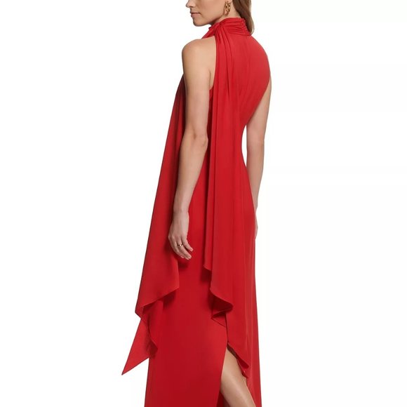 VINCE CAMUTO Women's Halter-Neck Satin Sleeveless Gown Red Size 4 - Picture 2 of 6